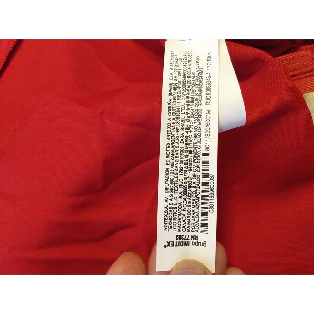 Zara Women Long Satin Effect‎ Draped Style Red Dress Size Medium - Picture 7 of 8